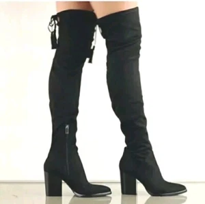 Marc Fisher OTK Boots Women's 7 Black Faux Suede Over The Knee Thigh High Alinda - Picture 1 of 13