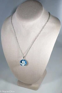 Cloudy Sky w/Bird & Blue Resin Sphere Necklace Pendant White Clouds - Picture 1 of 4