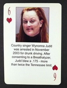 1 x playing card of country singer Wynonna Judd 2003 ≠ 6 of Hearts ≠ Q47