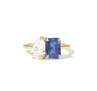 Blue Sapphire Gemstone Ring Solid 10K Gold Moissanite Jewelry Gift For Someone
