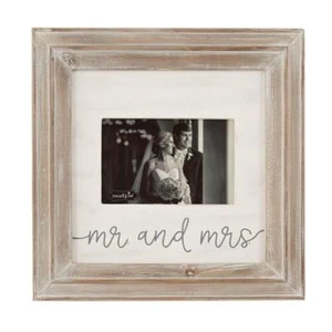 Mud Pie Home Wedding Collection Mr and Mrs Photo Frame Holds 4" x 6" Picture - Picture 1 of 1