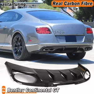 For Bentley Continental GT 2-Door 2012-2016 REAL CARBON Rear Bumper Diffuser Lip - Bild 1 von 11