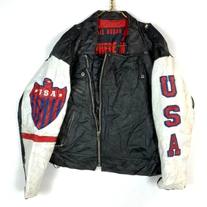 Vintage 1990s Usa Leather Motorcycle Jacket Medium Full Zip Michael Hoban - Picture 1 of 8