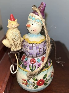 2010 Jim Shore Heartwood Creek Schneemann mit Katze Weihnachtsschmuck hängend - Bild 1 von 6