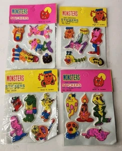 Lot Of 4 Vintage 1970s MONSTERS Monster Stickers Unused Sealed - Bild 1 von 3