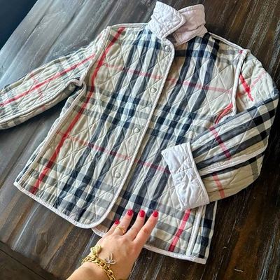 Abrigo Chaqueta Acolchada 9-10 Años Auténtico BURBERRY Niña Rosa Hielo Nova Check Niño Foto 1 de 4