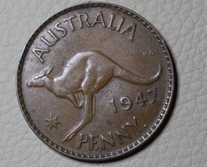 * 1947y. PENNY AVERAGE EXAMPLE AUSTRALIA PREDECIMAL TONED #ABB111 - Picture 1 of 6