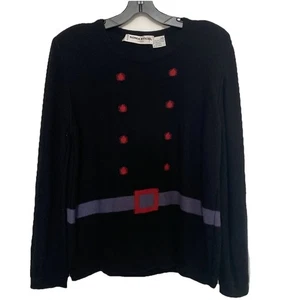Maglione vintage Sonia Rykiel nero lana angora taglia 42 6-8 bottoni intarsiati e cintura - Foto 1 di 15