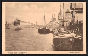 Ansichtskarte Düsseldorf, Flusspartie vom Rhein - Bild 1 von 2