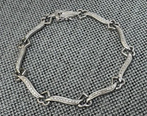 925 Sterling Silber echte Diamanten offene Liebe Herz Kette Armband - Bild 1 von 6