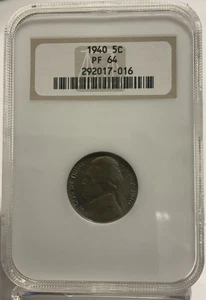 1940 Proof 5C Jefferson Nickel NGC PF 64 primo supporto - Foto 1 di 4