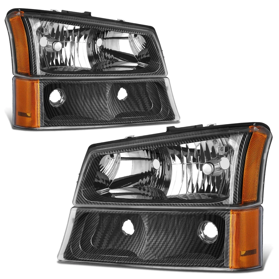 Conjunto de faros con patrón de fibra de carbono Fit 03-07 Chevy Avalanche Silverado Foto 1 de 4