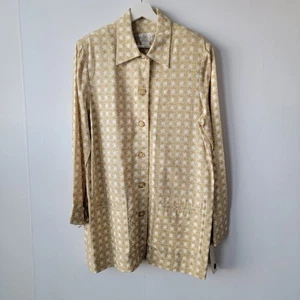 Doncaster Damen Hemd mit Knopfleiste Gr. 10 kariert Taschen Leinenmischung Langarm - Bild 1 von 8