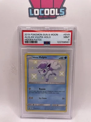 2019 Pokemon Sun Moon Hidden Fates Shiny Holo Alolan Vulpix #SV8 PSA 9 Mint - Image 1 of 2