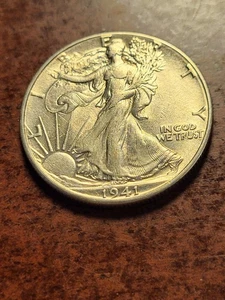 1941 Walking Liberty Silver Half Dollar, uncirculated Philadelphia inv08 h18ej - Picture 1 of 2