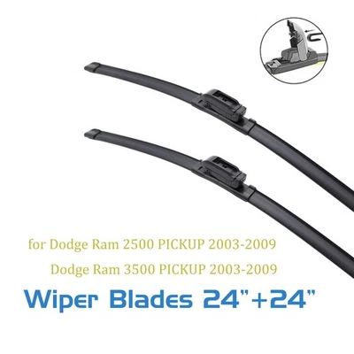 2,Lâminas de limpador de para-brisa 24 24 para Dodge Ram 2500 3500 PICKUP 2003-2009 J-hook - Imagem 1 de 4