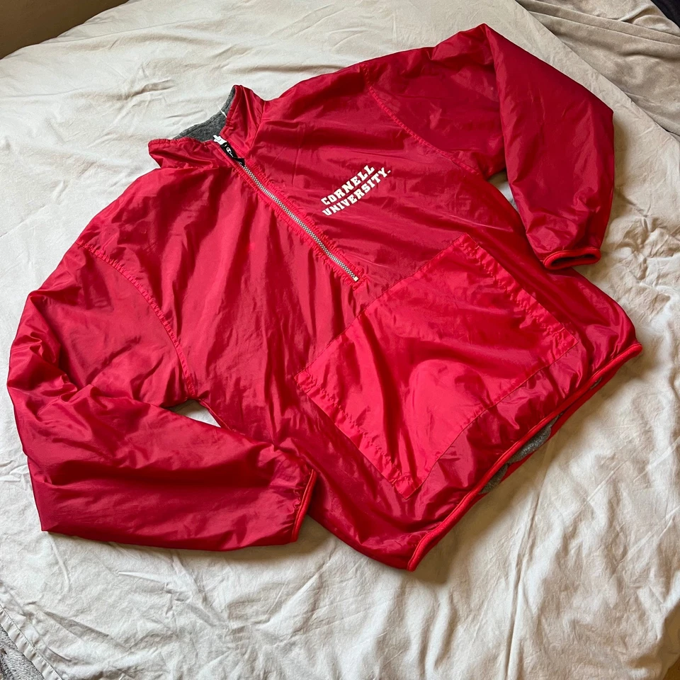 Chaqueta cortavientos mediana CHAMPION Cornell para hombre roja gris reversible cremallera vintage Foto 1 de 4