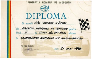Rumänien, 1996, Automodelismus Diplom - Bild 1 von 1