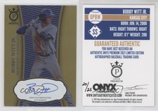 2021 Onyx Premium Auto Gold /25 Bobby Witt Jr #OPBW Auto