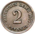 Deutsches Reich - Kaiserreich - J. 11 - Münze - 2 Pfennig 1914 F - ERHALTUNG !