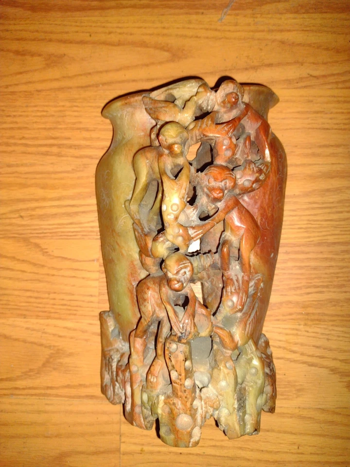 * АНТИКВАРНАЯ КИТАЙСКАЯ РЕЗЬБА ПО 4 ОБЕЗЬЯНАМ * - Изображение 1 из 2