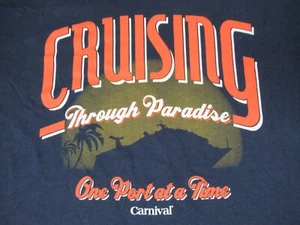 NWT CARNIVAL CRUSING THROUGH LIFE ONE PORT AT A TIME - BLUE LARGE T-SHIRT F1833 - Picture 1 of 2