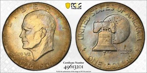 🔥1976-P Eisenhower Dollar Type 2 PCGS MS65 - TONED RAINBOW MONSTER!!!🔥 - Picture 1 of 3