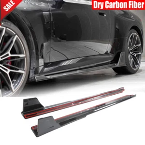Fit For BMW M2 G87 2022-2024 Dry Carbon Fiber Side Skirt Extension Lips Spoiler - Picture 1 of 12