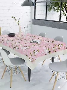 White Flowers & Green Leaves Design PVC Table Cover (60x90 Inches) Multicolour - Picture 1 of 5