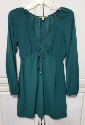 BeBop Dress Long Sleeve Short Elastic Waist Emerald Green Size Small JJJ-15 - Image 1 of 4
