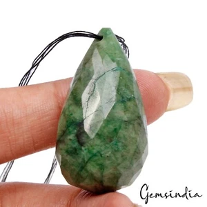 75.00 Ct Natural Brazilian Emerald Pear Drop Checker Cut Briolette Gems Jewelry - Picture 1 of 7