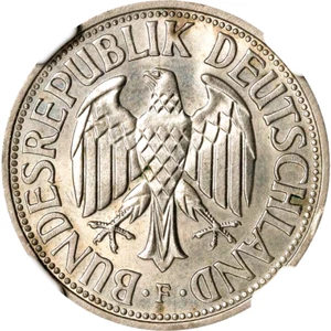 1955 F Germany 1 Mark, NGC MS 65, Superb Example, Scarce in Grade - Picture 1 of 3