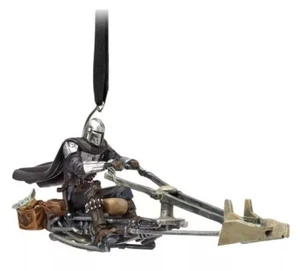 Disney Parks 2021 Sketchbook Mandolorian & the Child Speeder Bike Ornament NEW - Picture 1 of 3