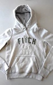 Vintage Y2K ABERCROMBIE & FITCH Hoodie Sweatshirt Damen Gr. S creme grau 2000er - Bild 1 von 10