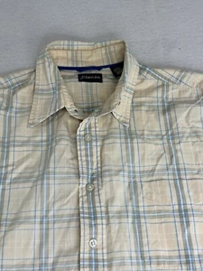 St Johns Bay Men's Button Down Shirt Large Short Sleeve Plaid Yellow L - Picture 1 of 6