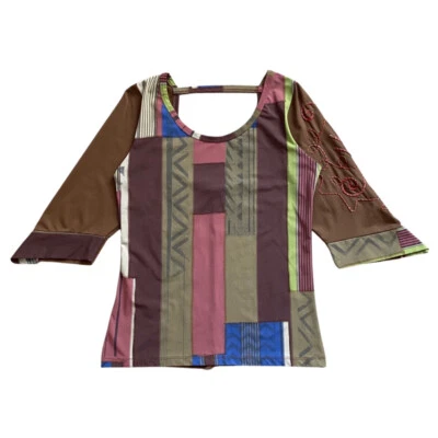 Women's SAVE THE QUEEN  Blouse 3/4 Kimono Sleeve Aztec Colorful Size L - Image 1 of 4