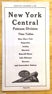 NEW YORK CENTRAL PUTNAM DIVISION FORM 114 PASSAGIERFAHRPLAN 5. DEZEMBER 1948 - Bild 1 von 4