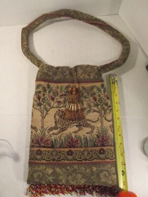 vintage  bag purse  Beaded , Tapestry leopard  print  Hand Bag Purse - Image 1 of 4