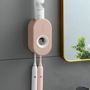 Wall-Mounted Rack Bathroom Toothbrush Holder Automatic Toothpaste Dispenser - Picture 1 of 4