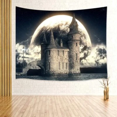 Medieval Gothic Castle Wall Art Extra Large Tapestry Wall Hanging Background - Image 1 of 4