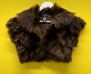 Ralph Lauren Women’s Cropped Fur Vest Brown SUPER SOFT Tuxedo (SIZE 4/5) - Picture 1 of 4