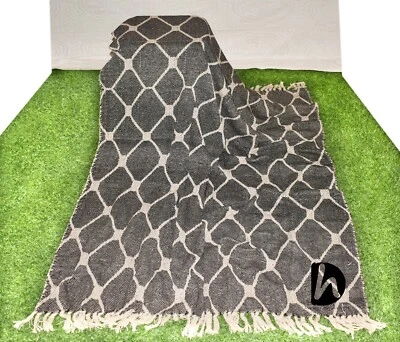 White & Black Soft Blanket 50X60 In Throw New Couch Blanket Indian Safa Bedcover - Image 1 of 4