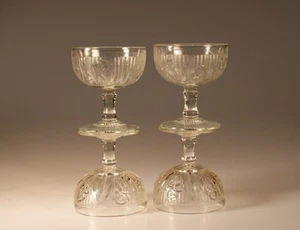 Set of 4 Vintage Jeannette Glass Company Crystal Iris Tall Sherbets Champagnes - Picture 1 of 4