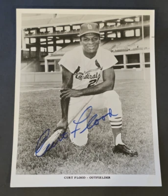 Foto del equipo 8x10 firmada por Curt Flood rara - St. Louis Cardinals - Carta completa JSA Foto 1 de 4