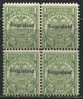 Swaziland surimprimé 1889 1/ bloc de 4 non monté comme neuf neuf dans son emballage extérieur