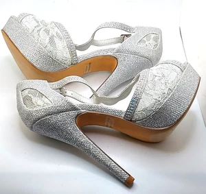 Dream Pairs Women's Silver Lace Lined Heeled Sandals/Pump Size 5 (A15) - Picture 1 of 8
