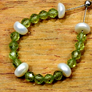 Green Peridot Mother of Pearl Faceted Beads Briolette Natural Loose Gemstone - Picture 1 of 2