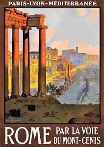 Domestique Mural Estampe - Voyage Vintage Affiche - Rome Italie - A4,A3,A2,A1 - Bild 1 von 1
