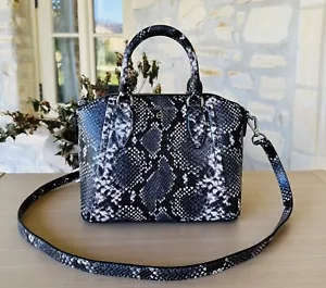 Michael Kors SIENNA Medium Python Embossed Leather Messenger Bag Black/White NWT - Picture 1 of 7
