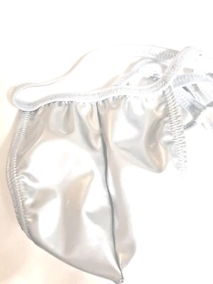 Traje de baño de PVC personalizado blanco brillante cadena g hecho a mano s m l o xl satinado elástico Foto 1 de 2